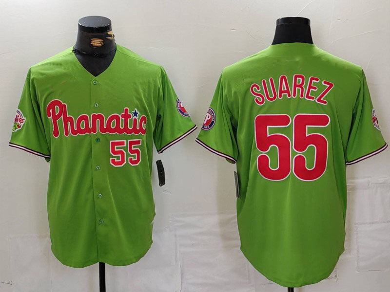 Custom #55 Green PHI Baseball Shirt Top