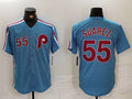 Custom #55 Light Blue PHI Baseball Shirt Top