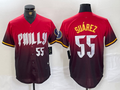 Custom #55 Red 2024 PHI Baseball Shirt Top