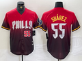 Custom #55 Red 2024 PHI Baseball Shirt Top