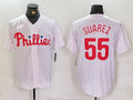 Custom #55 White PHI Baseball Shirt Top