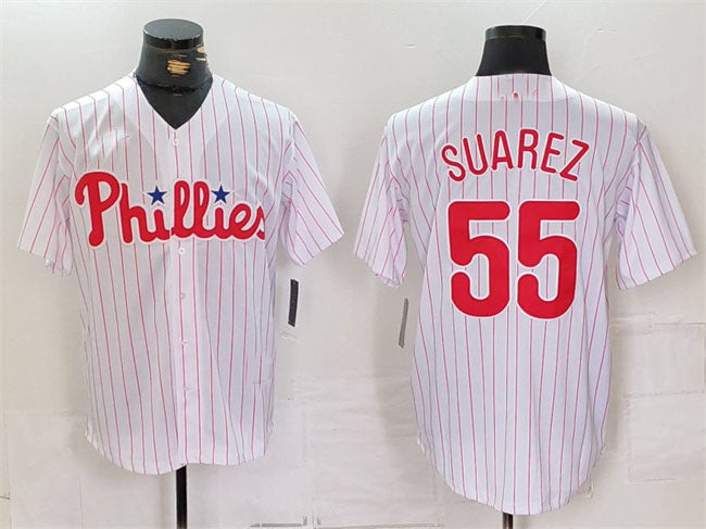 Custom #55 White PHI Baseball Shirt Top