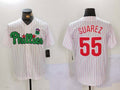 Custom #55 White PHI Baseball Shirt Top