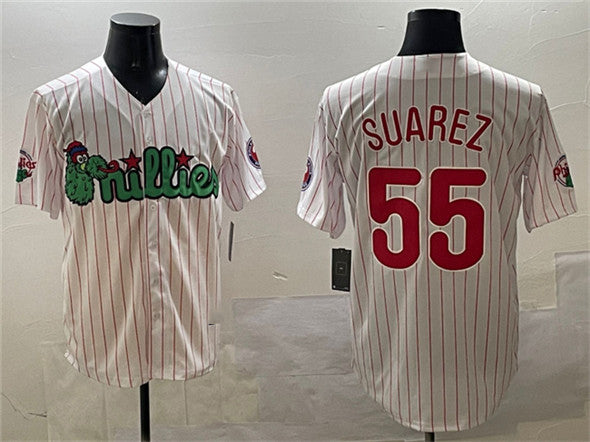 Custom #55 White PHI Baseball Shirt Top