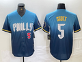 Custom #5 Blue 2024 PHI Baseball Shirt Top