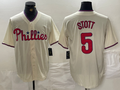 Custom #5 Cream PHI Baseball Shirt Top