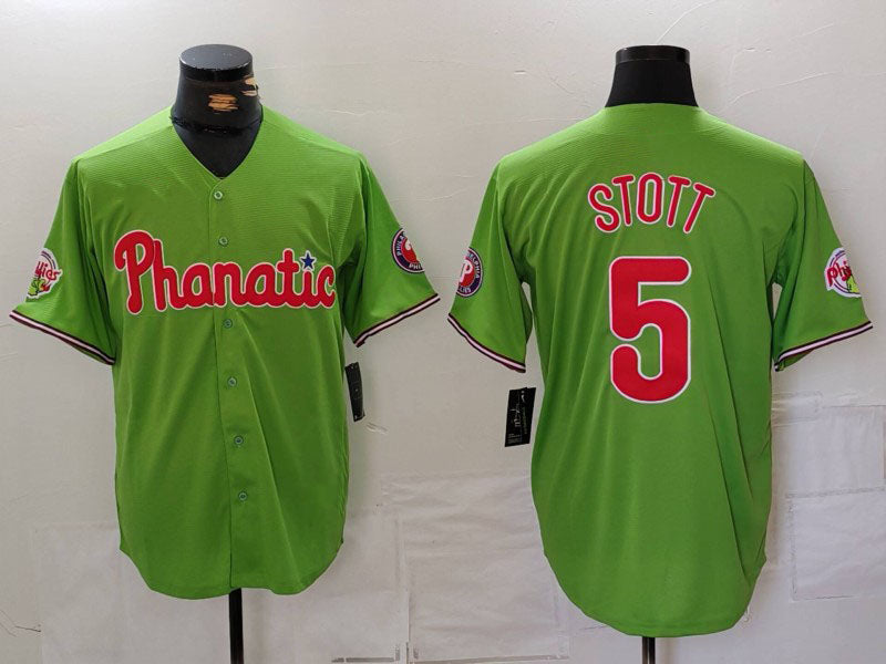 Custom #5 Green PHI Baseball Shirt Top