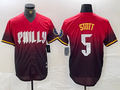 Custom #5 Red 2024 PHI Baseball Shirt Top