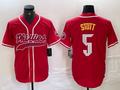 Custom #5 Red PHI Baseball Shirt Top