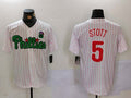 Custom #5 White PHI Baseball Shirt Top