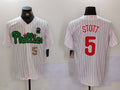Custom #5 White PHI Baseball Shirt Top