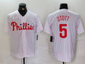 Custom #5 White PHI Baseball Shirt Top