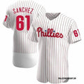Custom #61 White PHI Baseball Shirt Top