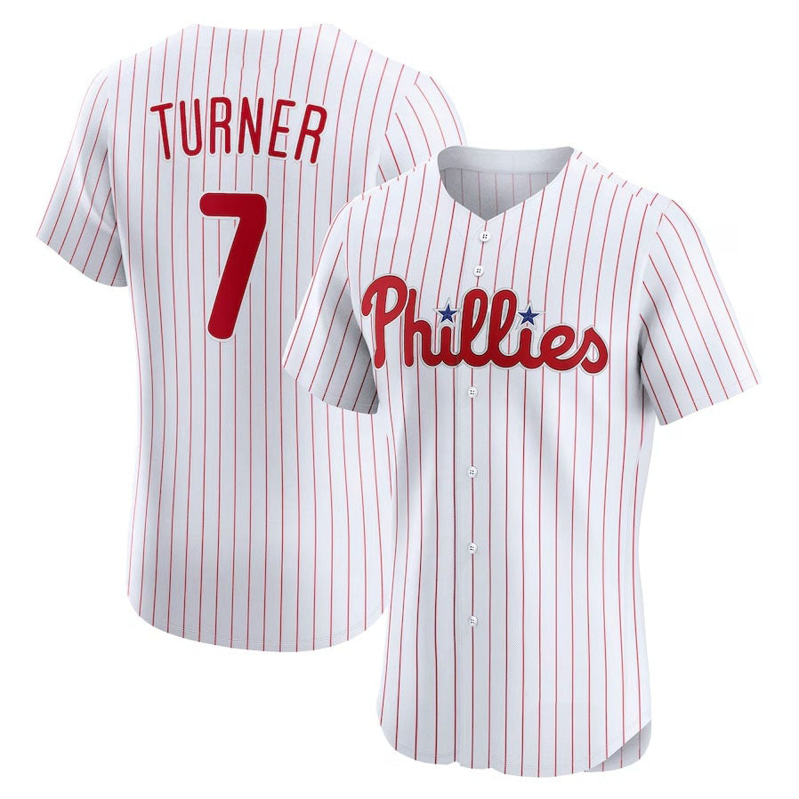 Custom #7 White PHI Baseball Shirt Top