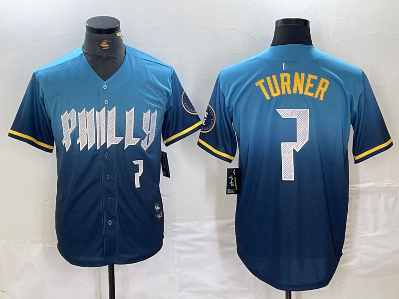 Custom #7 Blue 2024 City Connect PHI Baseball Shirt Top