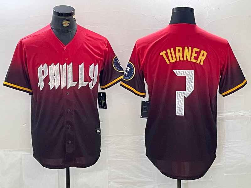 Custom #7 Red 2024 PHI Baseball Shirt Top