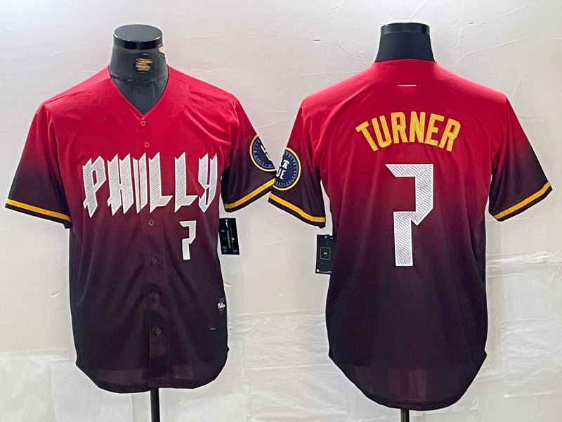 Custom #7 Red 2024 PHI Baseball Shirt Top