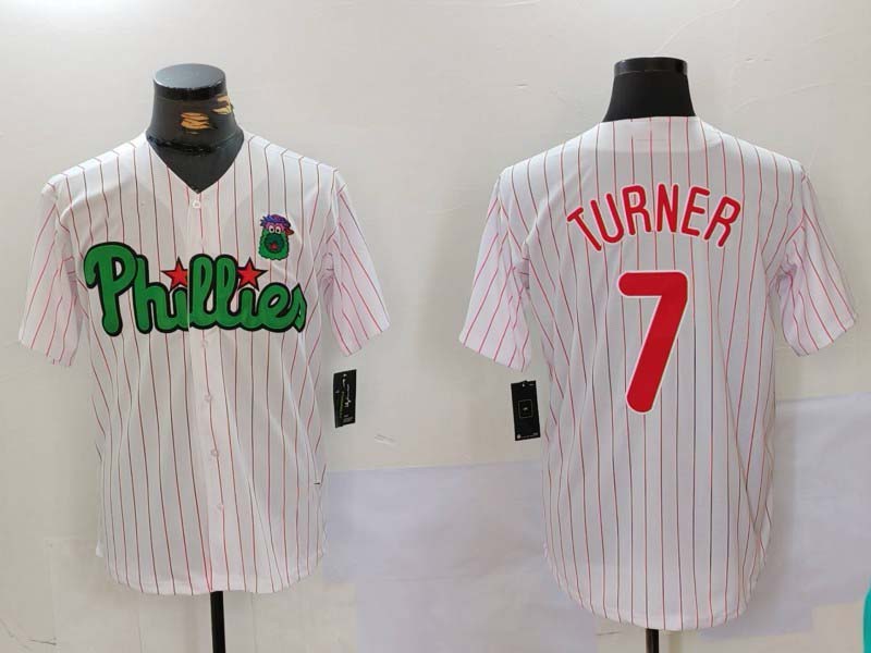 Custom #7 White PHI Baseball Shirt Top