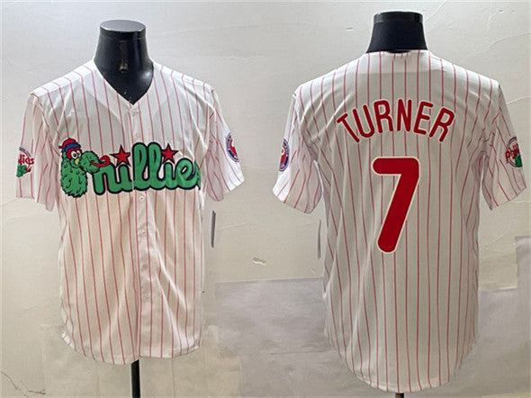 Custom #7 White PHI Baseball Shirt Top