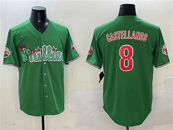 Custom #8 Green PHI Baseball Shirt Top
