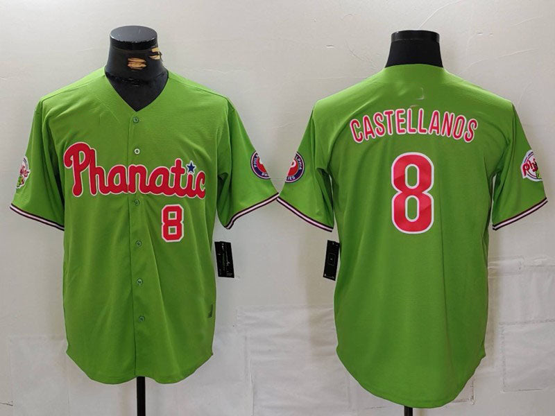 Custom #8 Green PHI Baseball Shirt Top