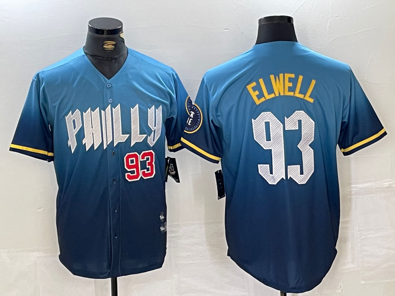 Custom #93 Blue 2024 City Connect PHI Baseball Shirt Top