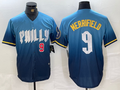 Custom #9 Blue 2024 City Connect PHI Baseball Shirt Top