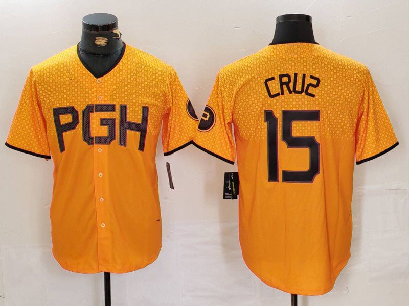Custom #15 Yellow 2023 City Connect PIT Baseball Shirt Top