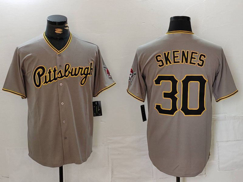 Custom #30 Grey PIT Baseball Shirt Top