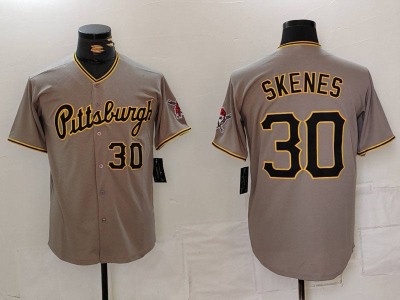 Custom #30 Grey PIT Baseball Shirt Top