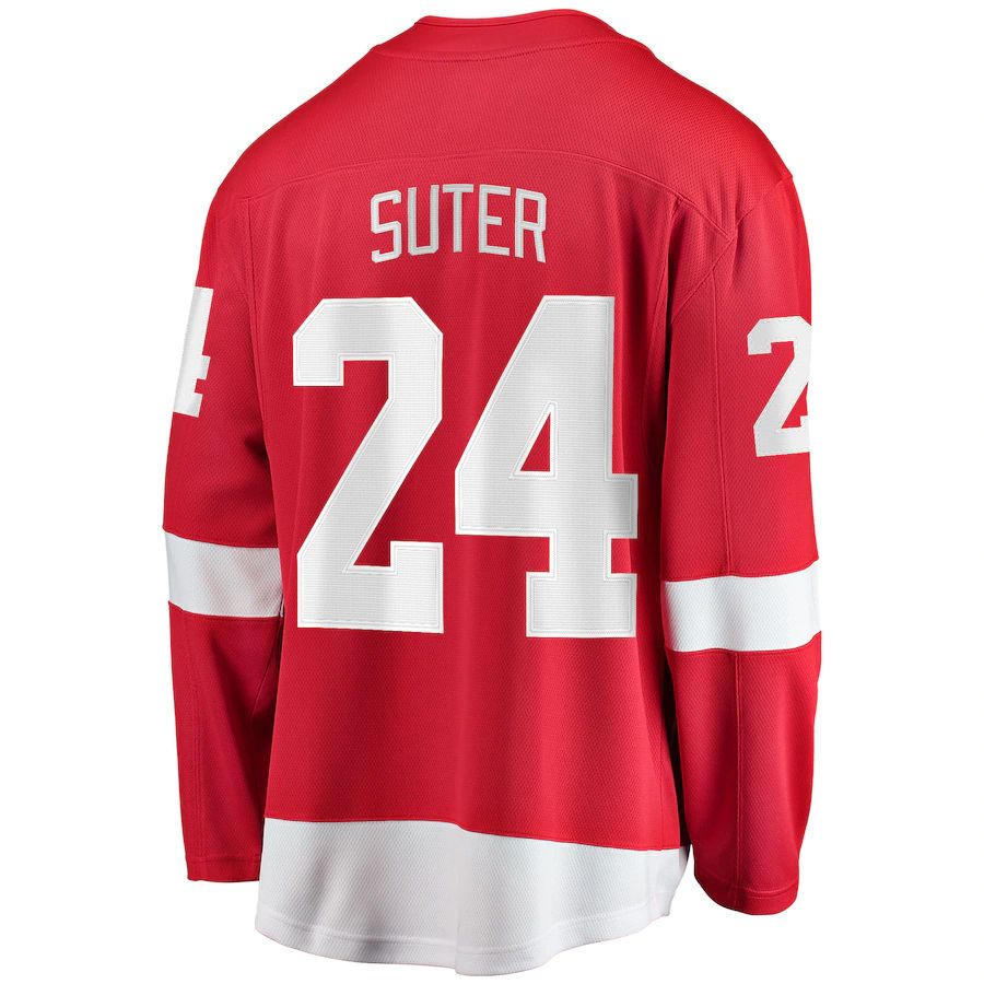 Custom #24 Red DET Hockey Shirt Top