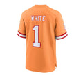 Custom #1 White Throwback TB Football Shirt Top