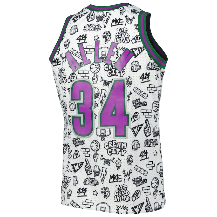 Custom #34 White 2000 MIL Basketball Shirt Top