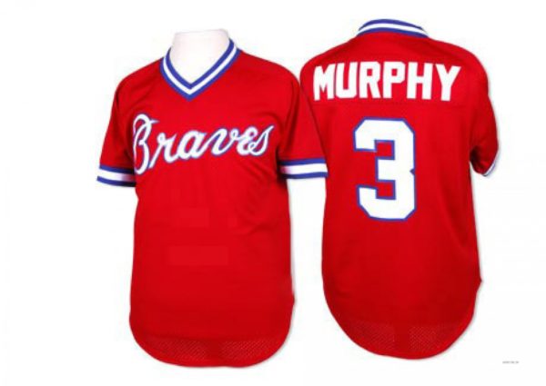 Custom #3 Red 1980 Throwback ATL Baseball Shirt Top
