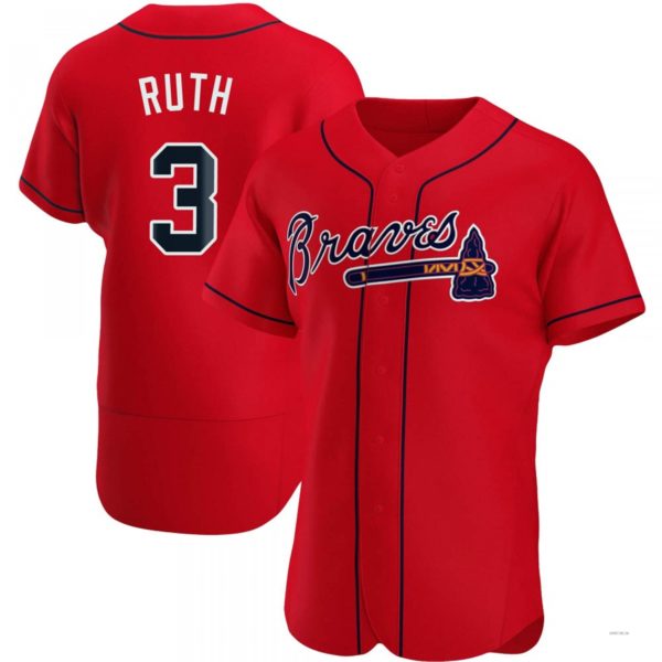 Custom #3 Red ATL Baseball Shirt Top