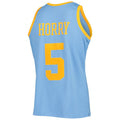 Custom #5 Powder Blue 2001 LAL Basketball Shirt Top