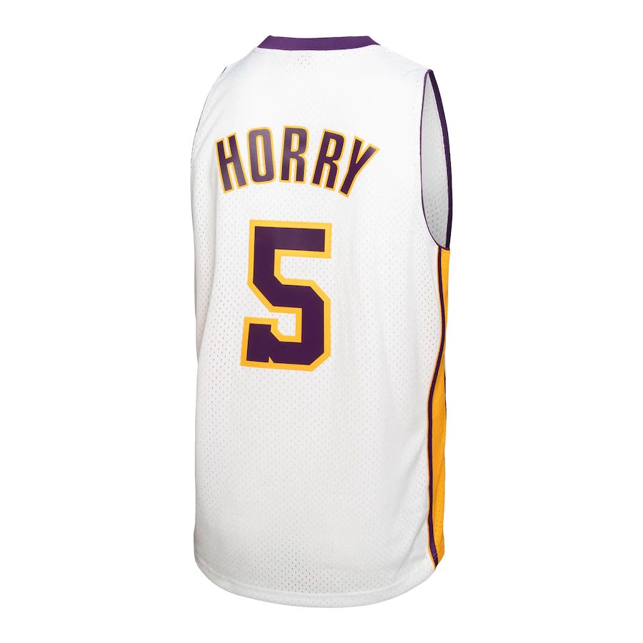 Custom #5 White 2002 LAL Basketball Shirt Top