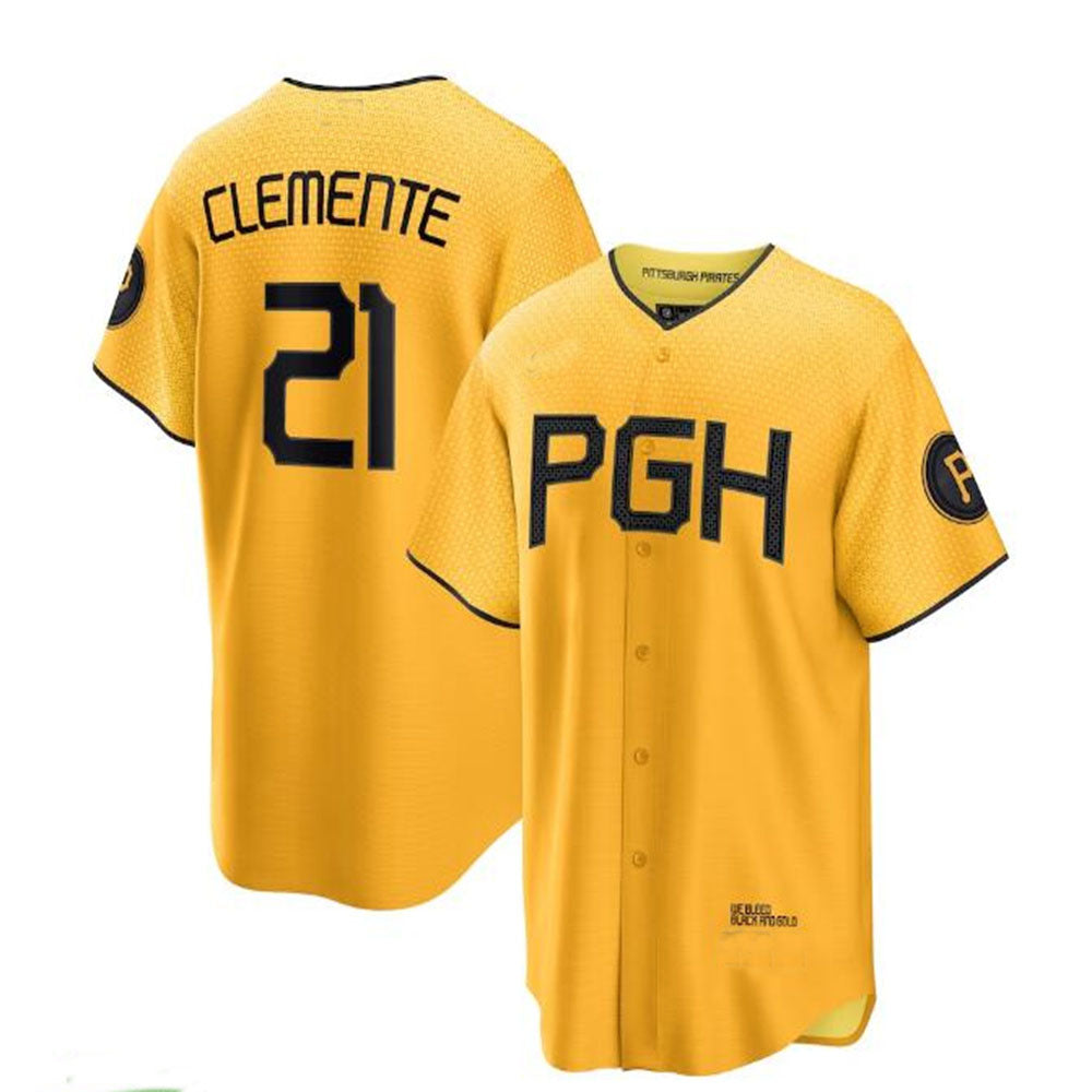 Custom #21 Gold 2023 City Connect PIT Baseball Shirt Top