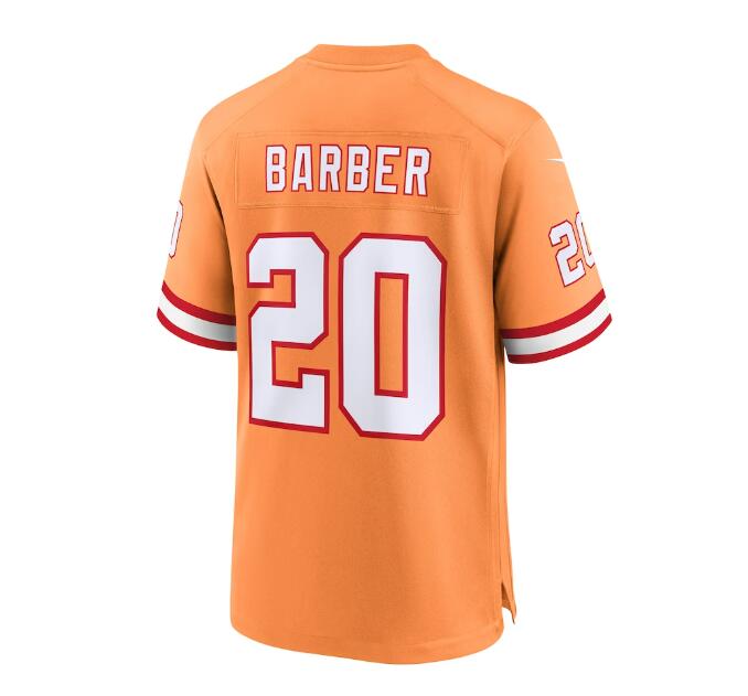 Custom #20 Orange Throwback TB Football Shirt Top