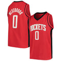 Custom #0 Red HOU Basketball Shirt Top
