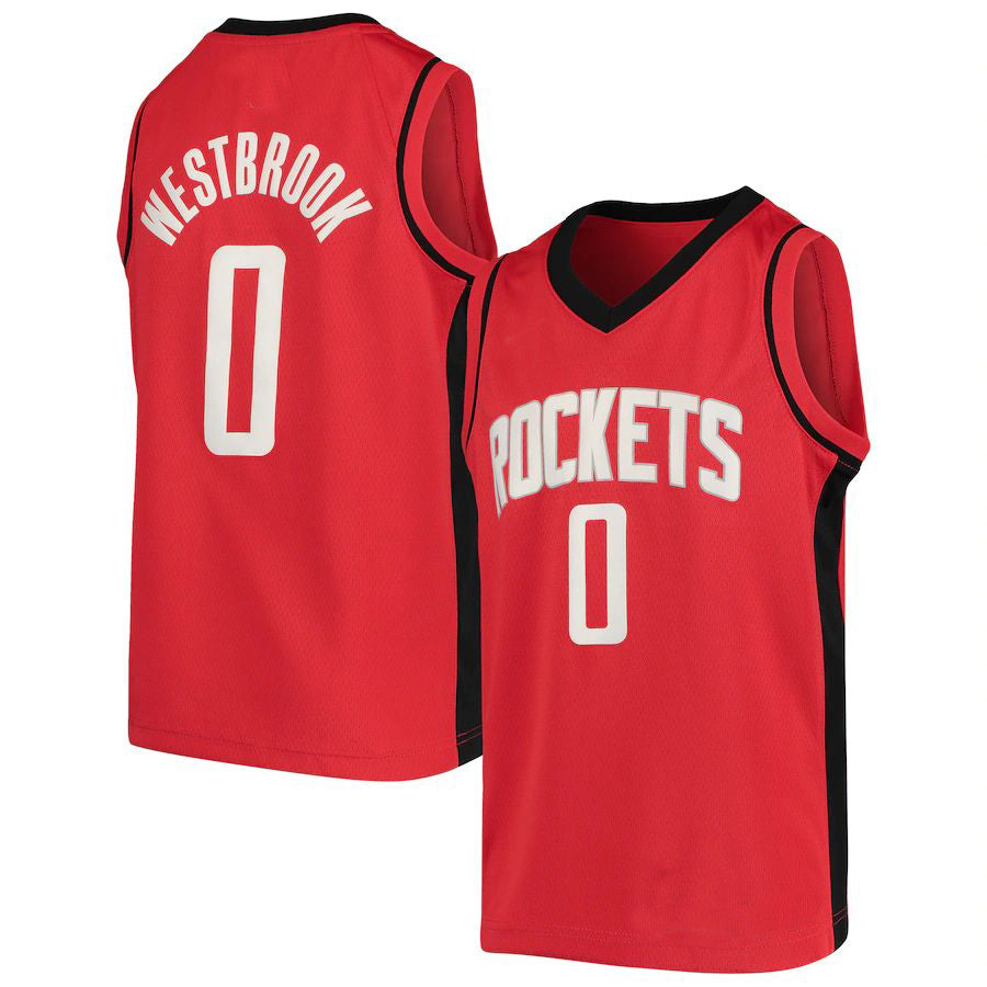 Custom #0 Red HOU Basketball Shirt Top