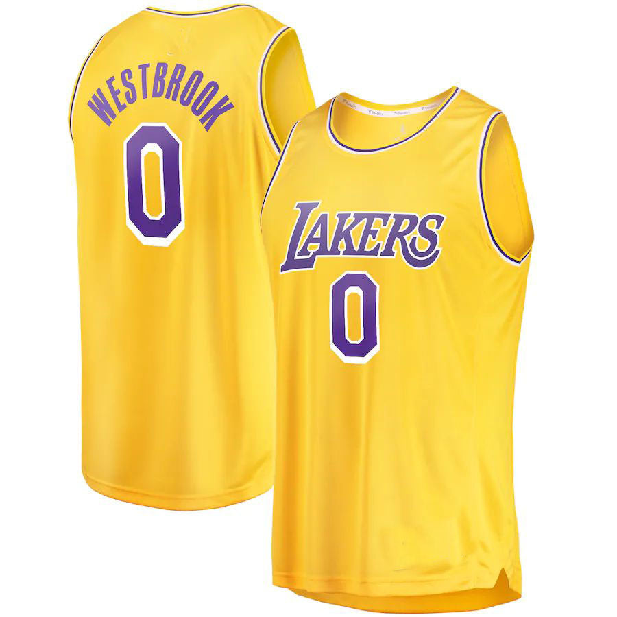 Custom #0 Gold 2020 LAL Basketball Shirt Top