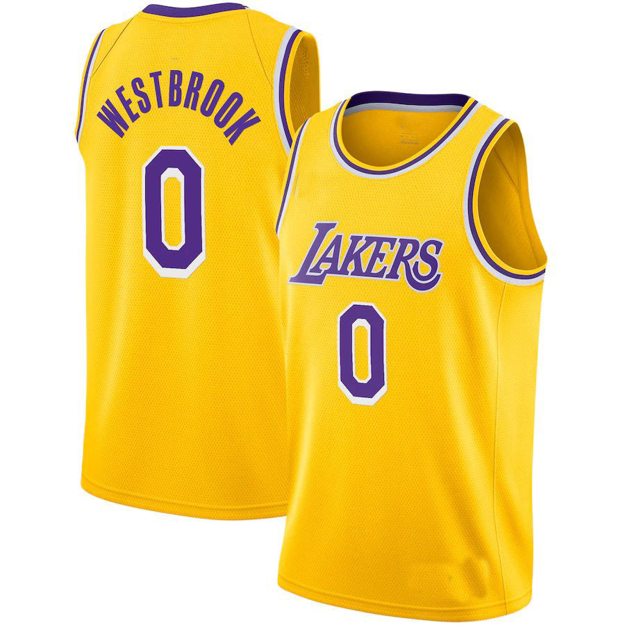 Custom #0 Gold 2020 LAL Basketball Shirt Top