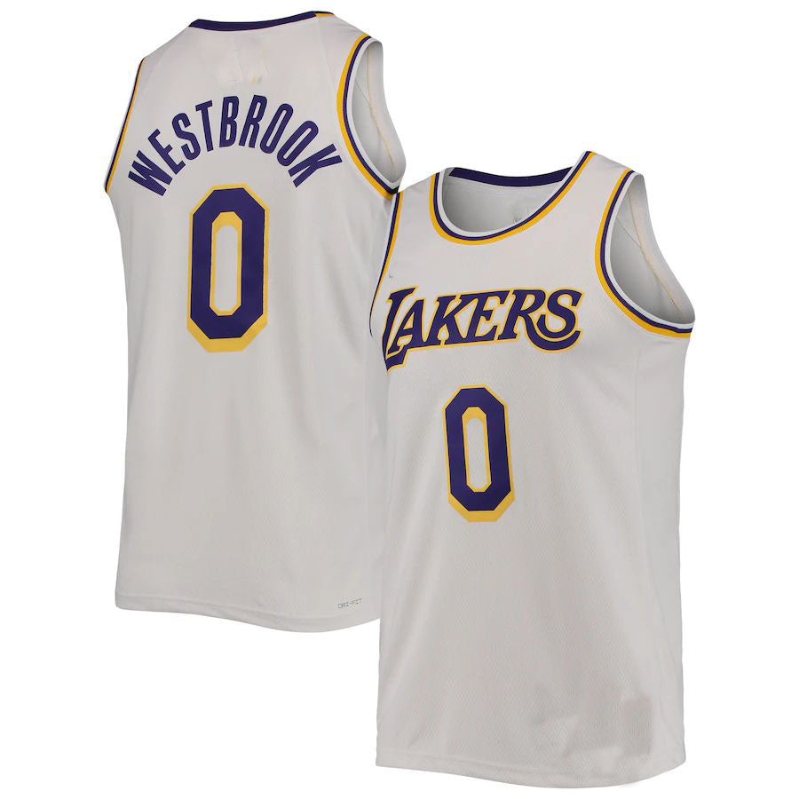 Custom #0 White 2021 LAL Basketball Shirt Top