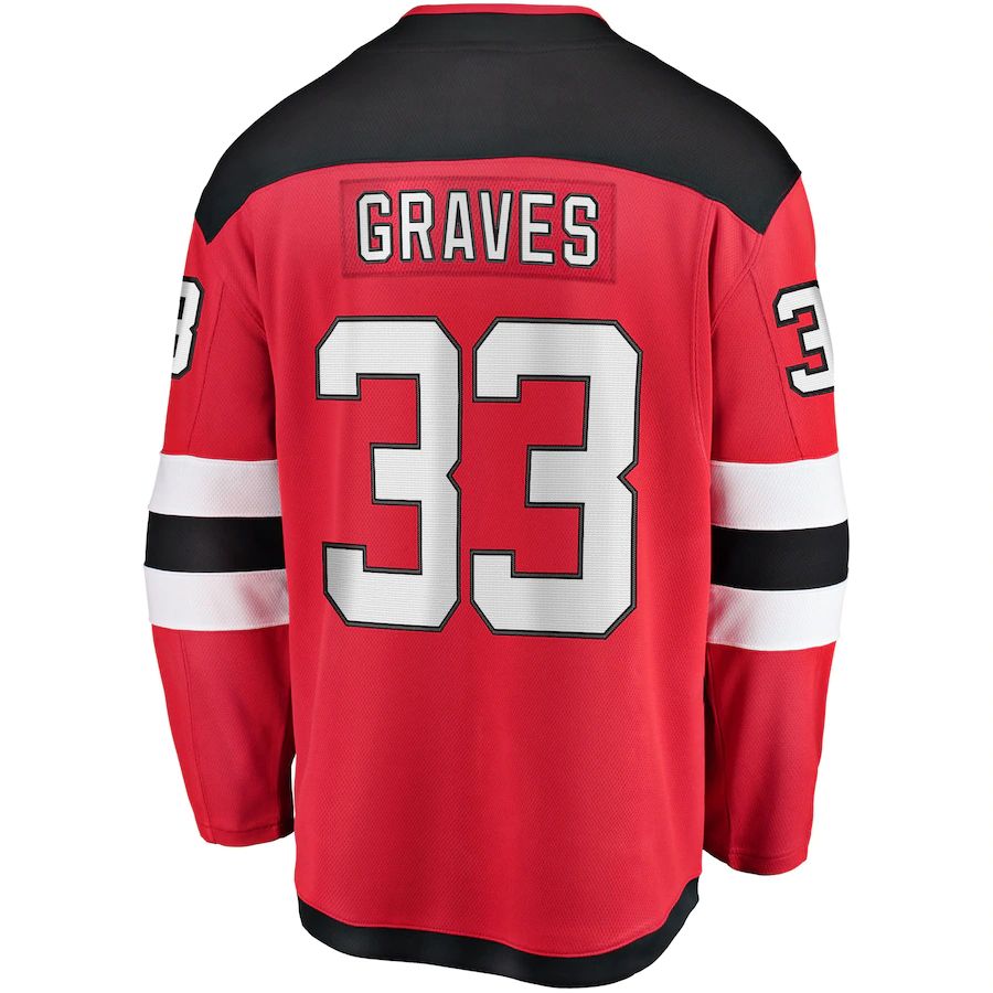 Custom #33 Red NJD Hockey Shirt Top
