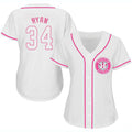 Custom #34 White HOU Baseball Shirt Top