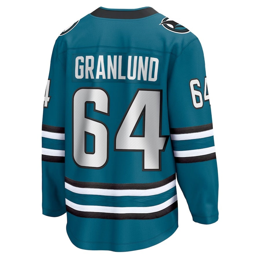 Custom #64 Teal SJS Hockey Shirt Top