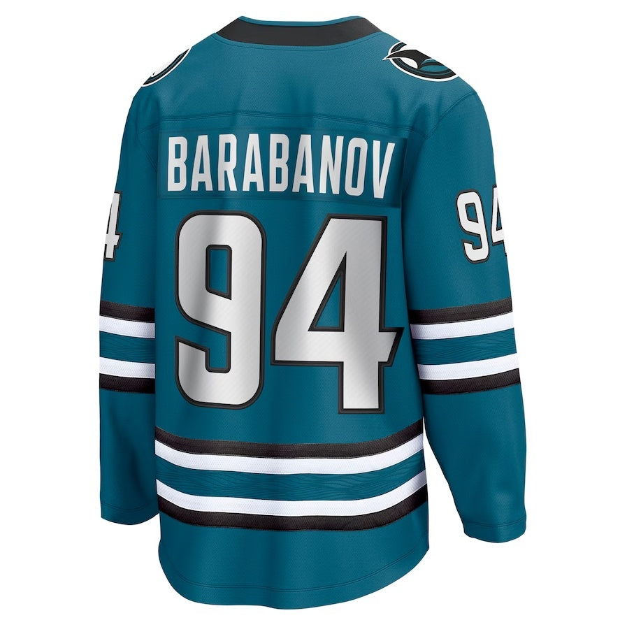 Custom #94 Teal SJS Hockey Shirt Top