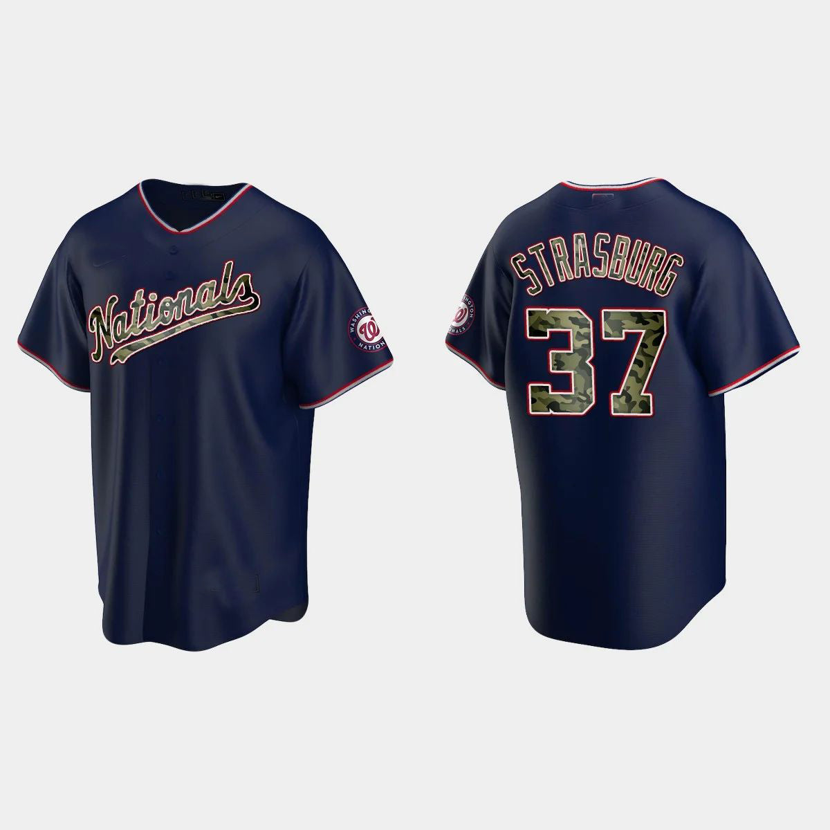 Custom #37 Navy 2021 WSH Baseball Shirt Top