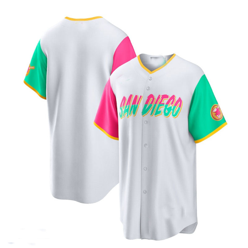 Custom White 2022 City Connect SD Baseball Shirt Top
